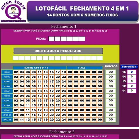 planilha de fechamento lotofacil